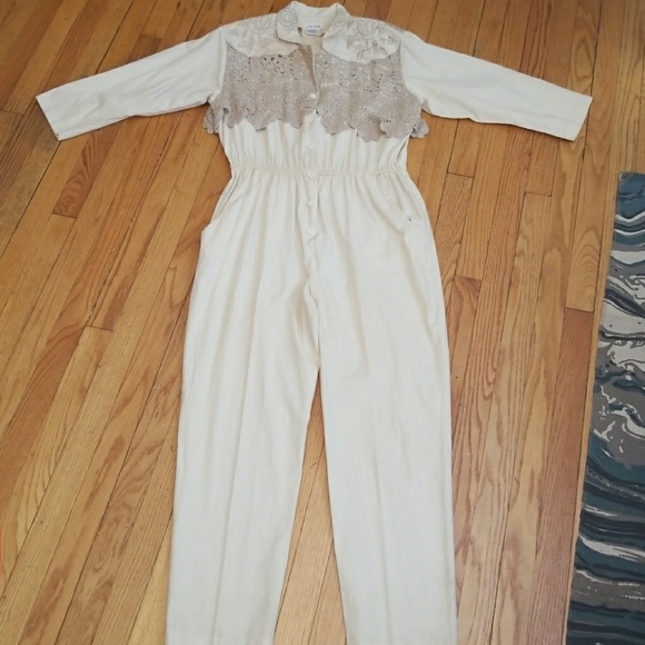 VTG Cream 80s J.M. Pink Jumpsuit!😍 - Picture 4 of 8